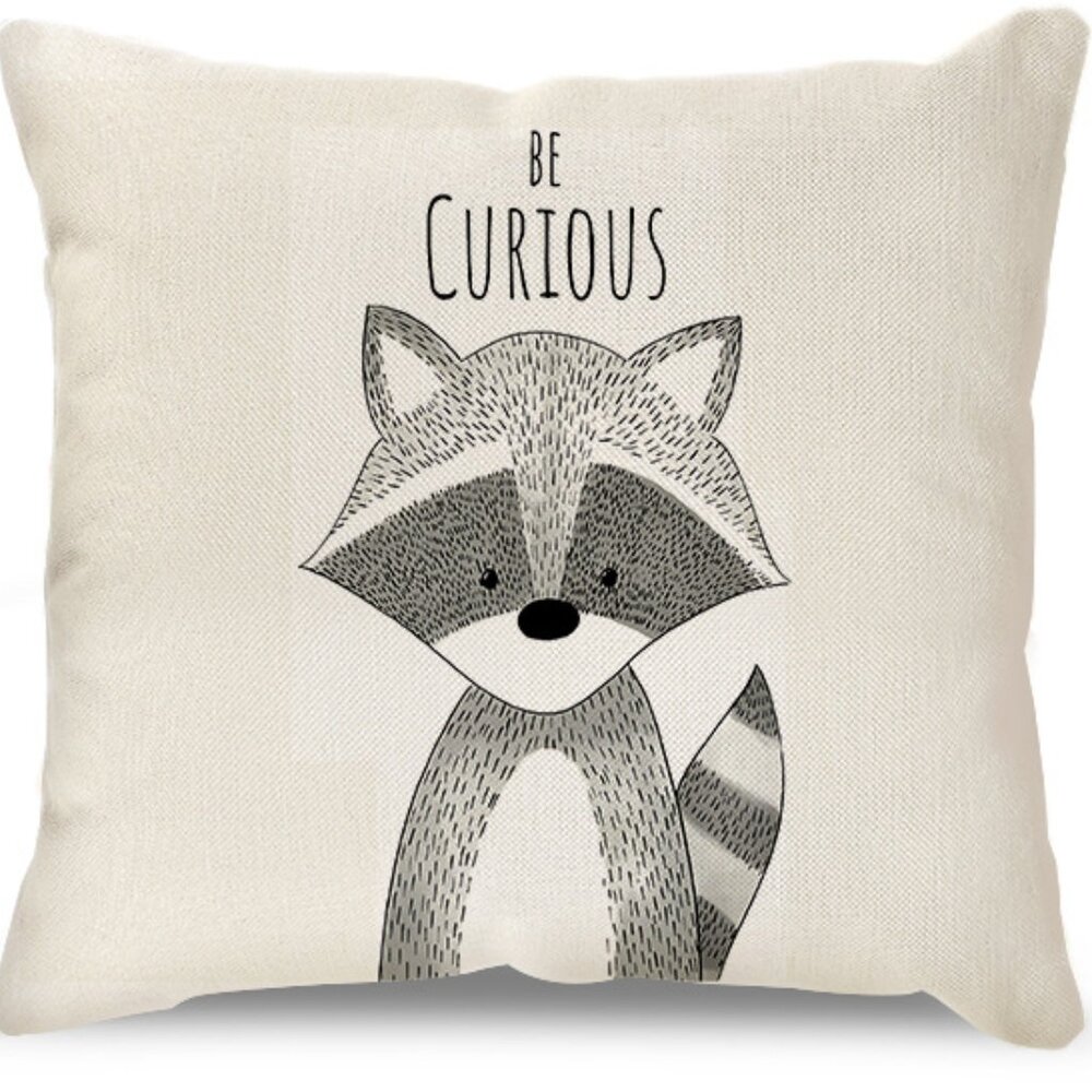 NEW Minimalist Flax Cushion Cover 18" x 18" | Raccoon